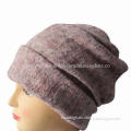 Ladies' winter wool knitting fabric long hat with twist sewing on top, many ways to wear